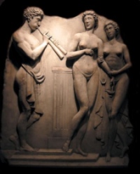 Orpheus plays to the Muses